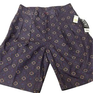 Medallion‎ Print Pleated Shorts Men's 32 Brown Blue Vintage NWT 90s Pleated